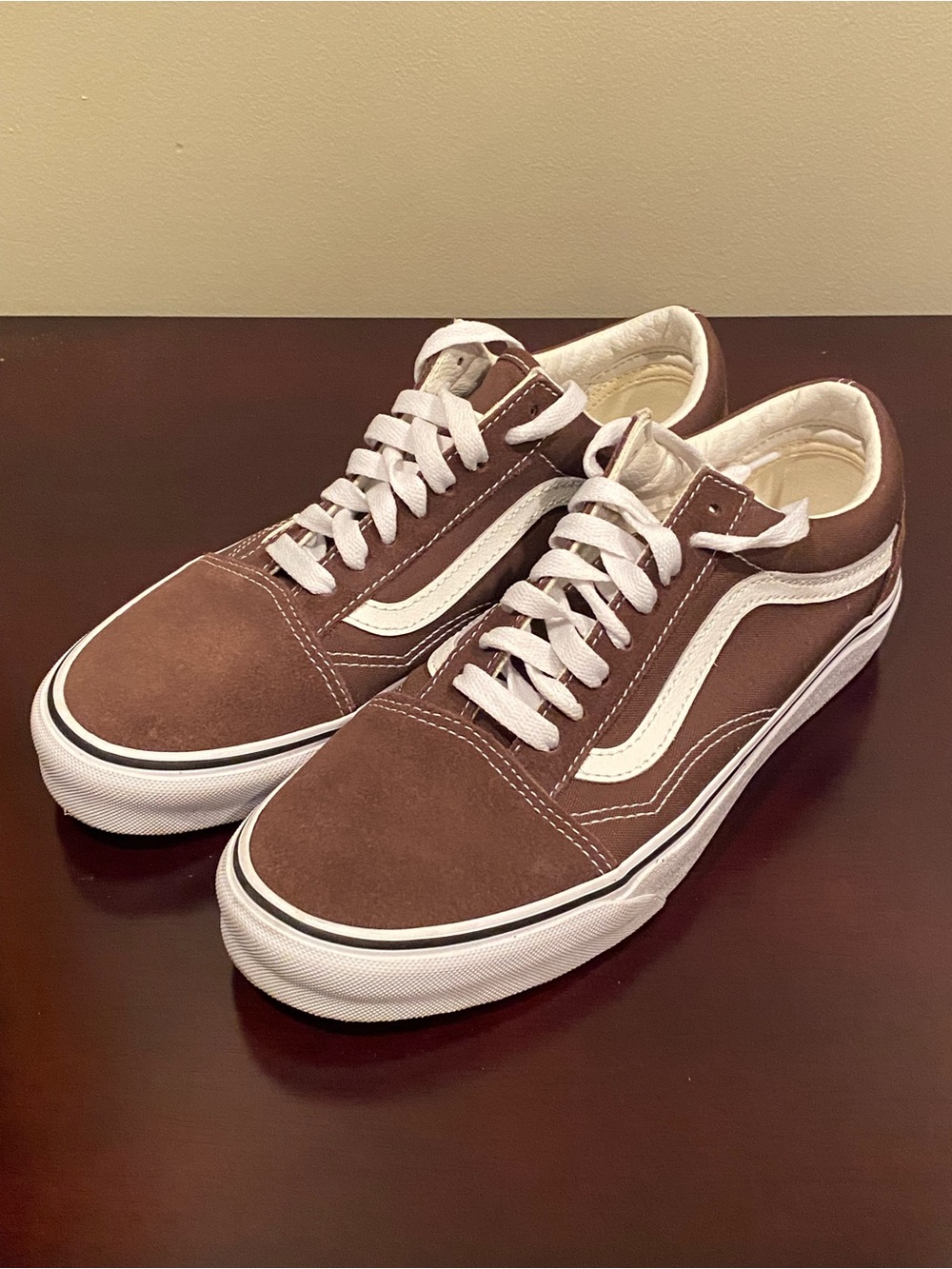 Vans Old Skool Low-Top Sneakers in Brown and White